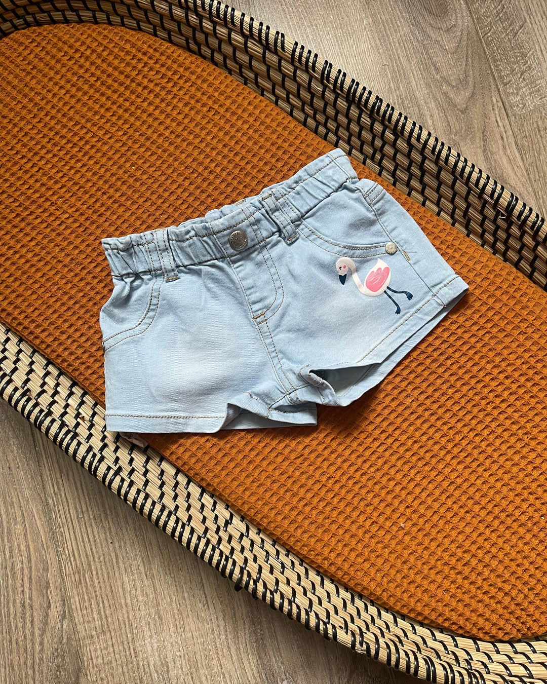 Flamingo meisjes licht blauw jeansbroekje