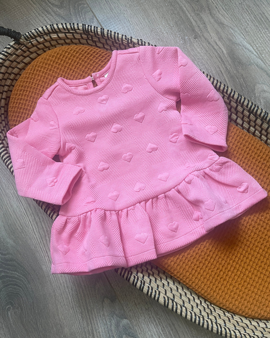 Meisjes jurk roze met hartjes print