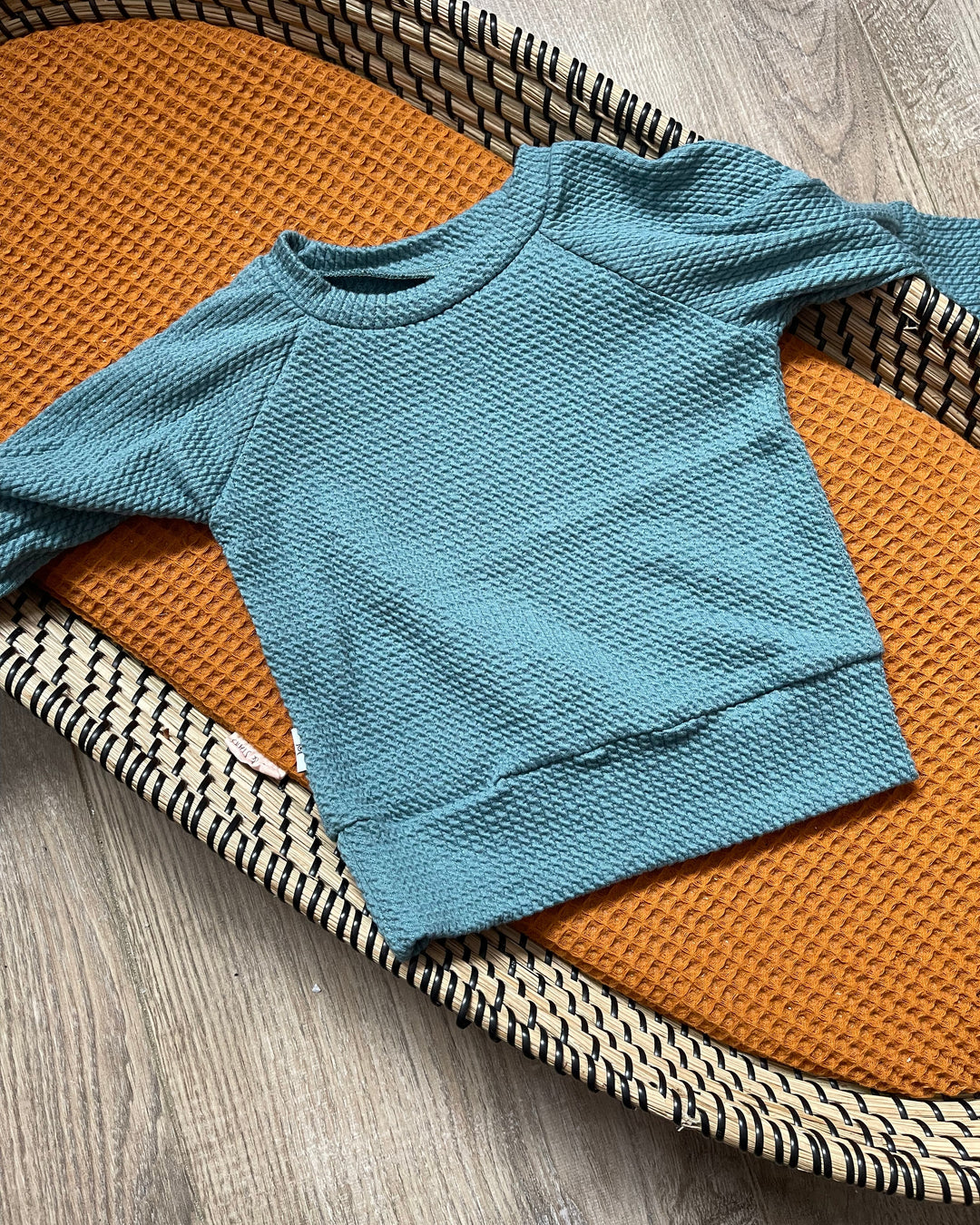 Kindershirt longsleeve kabel stof in zeeblauw