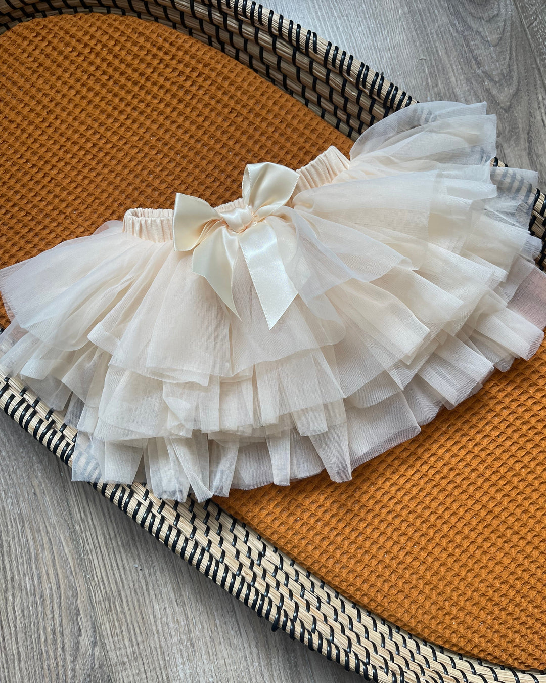 Meisjes tule tutu rokje champagne met strik