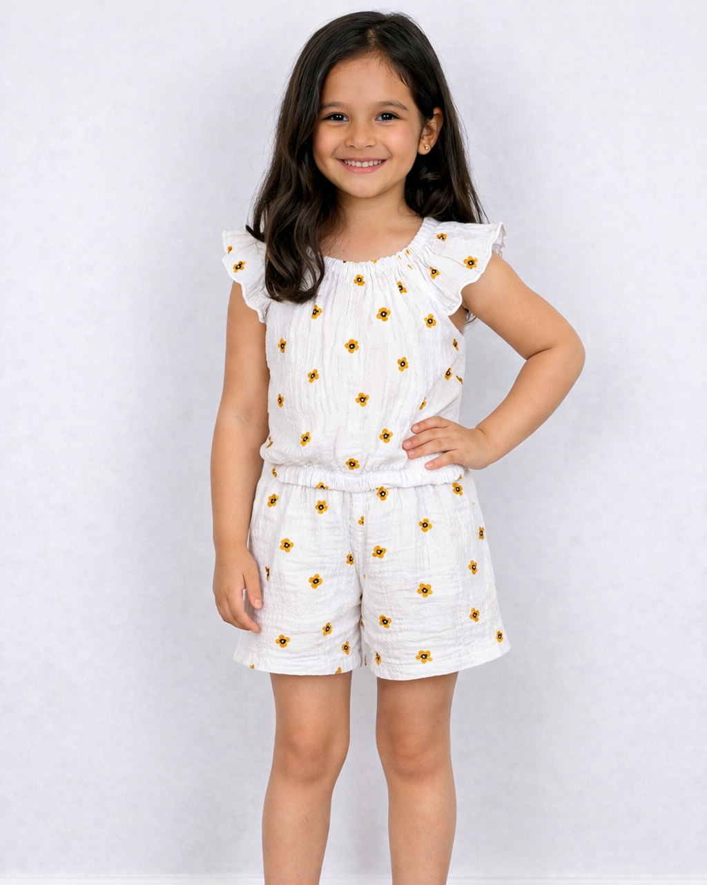 Playsuite gele bloemen 