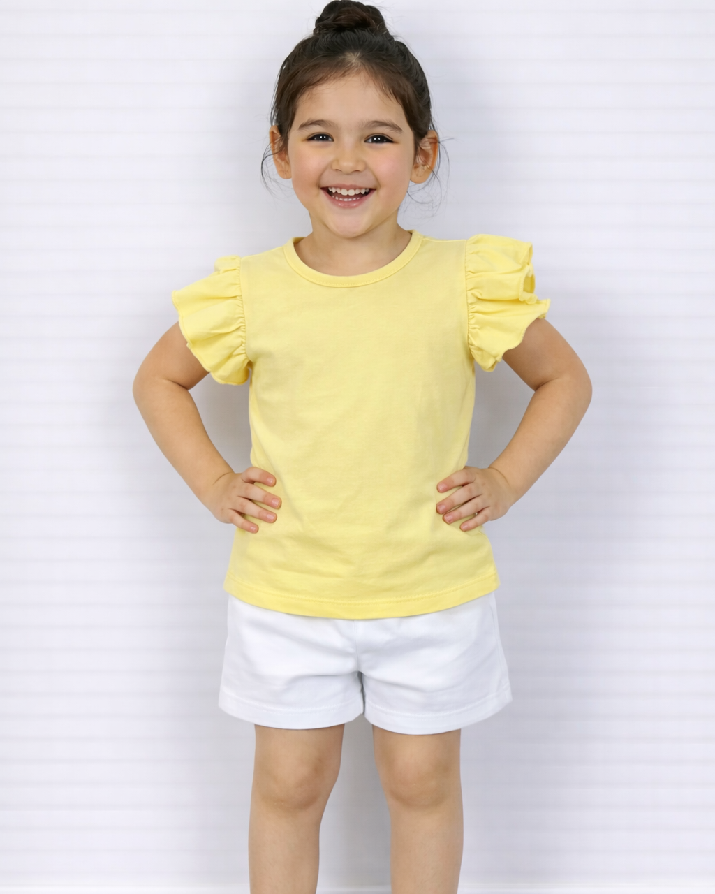 Ruffle top geel