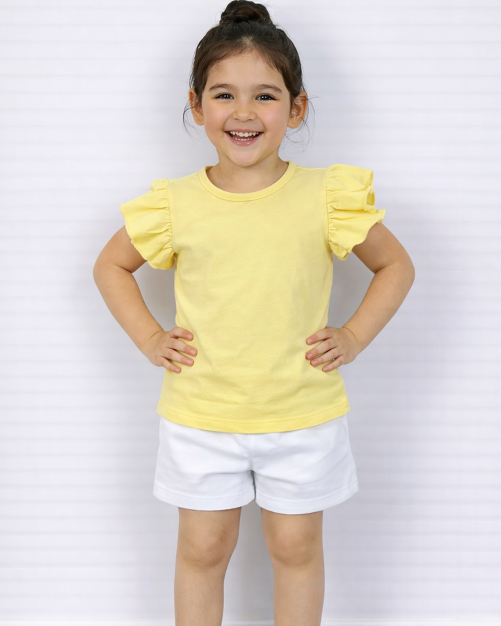 Ruffle top geel