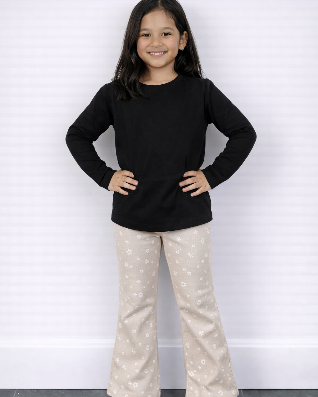 Flared broek beige madelief