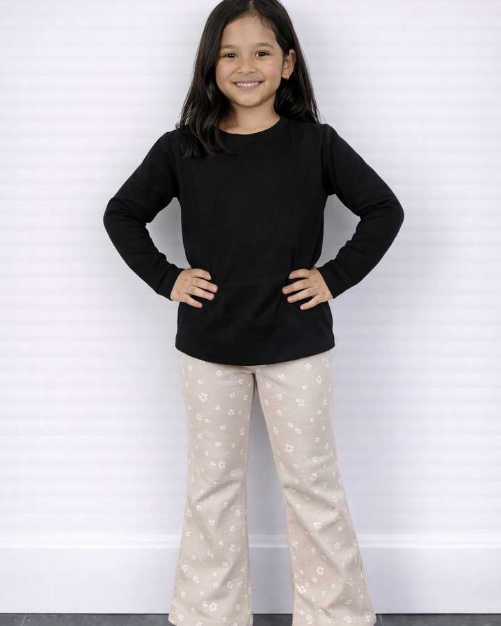 Flared broek beige madelief