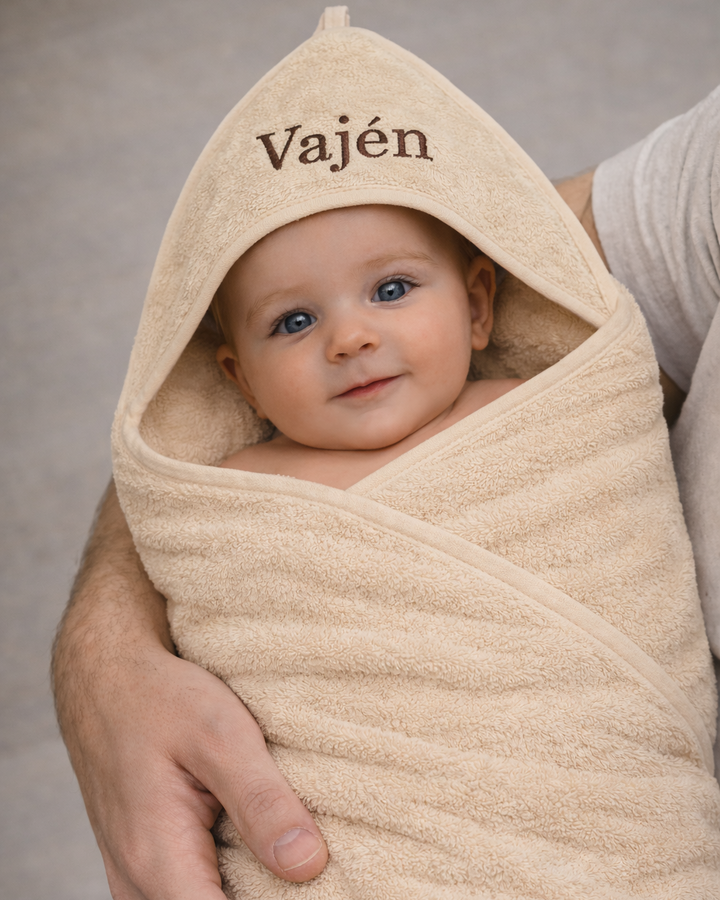 Beige badcape baby