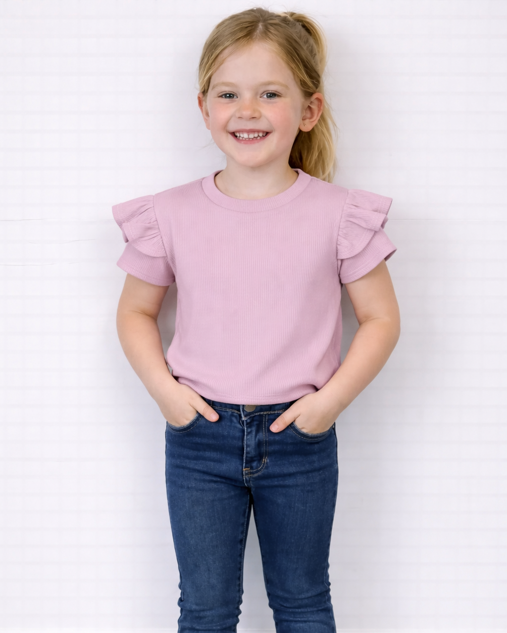 Ruffle t-shirt roze