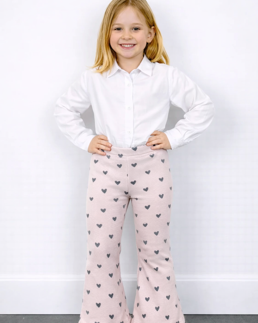 Flared broek roze met hart