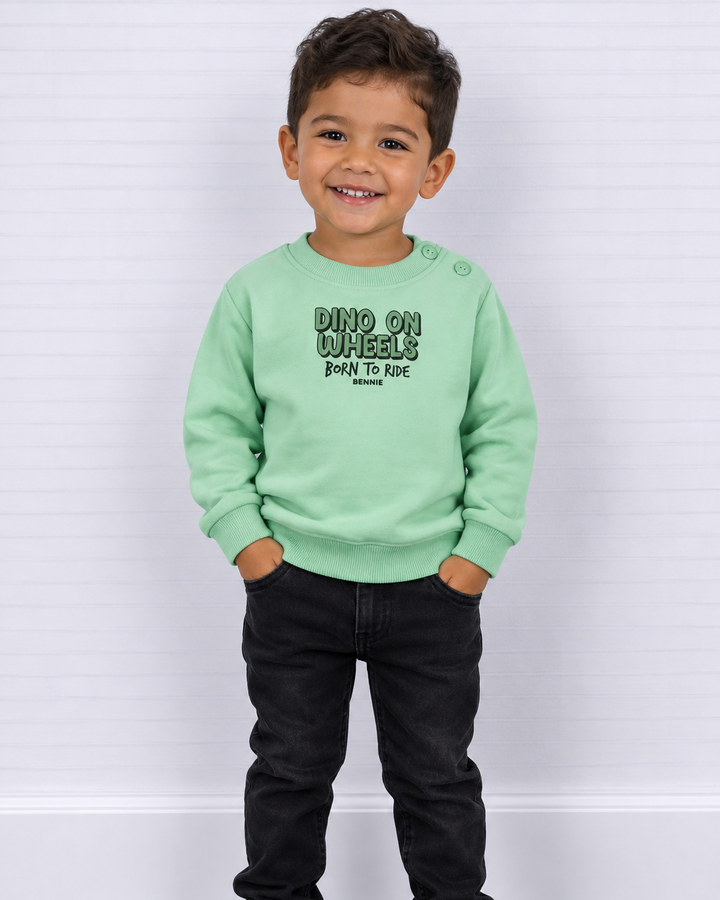 mint groen dino on wheels 