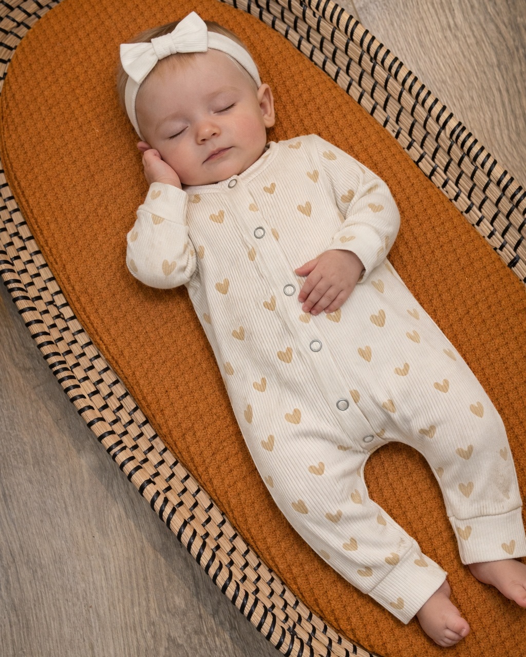 Boxpakje beige rib met hartjes