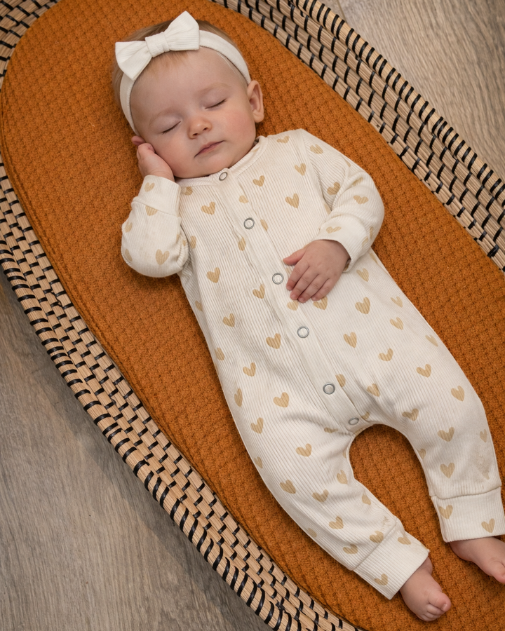 Boxpakje beige rib met hartjes