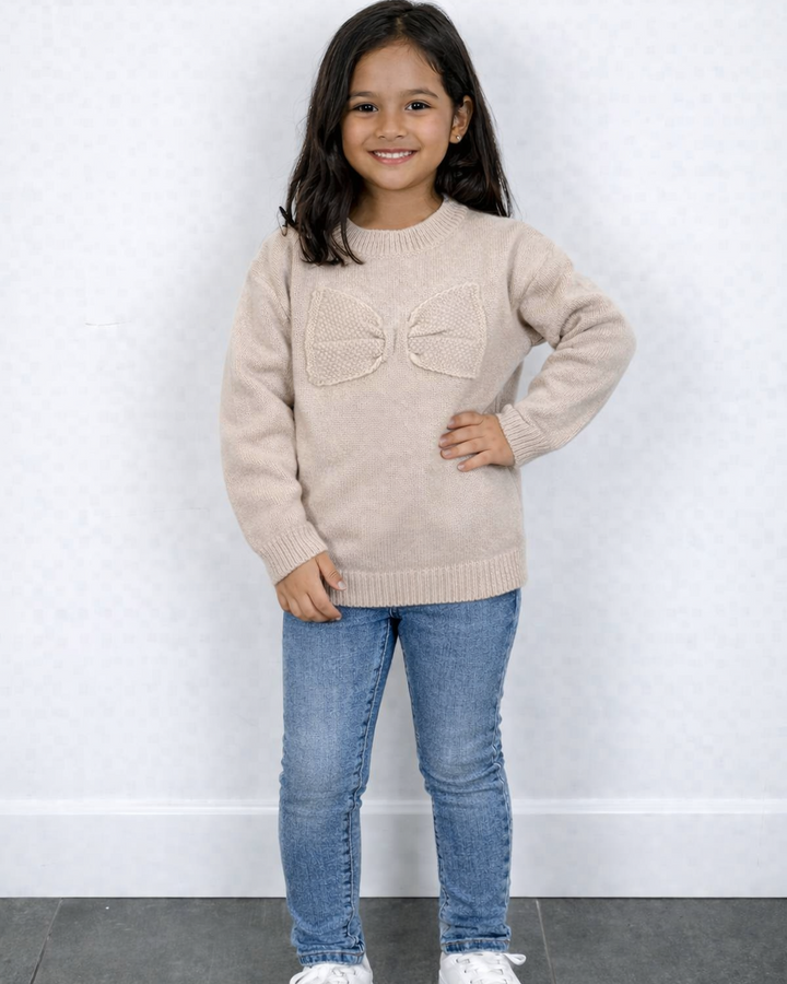 Beige trui met strik