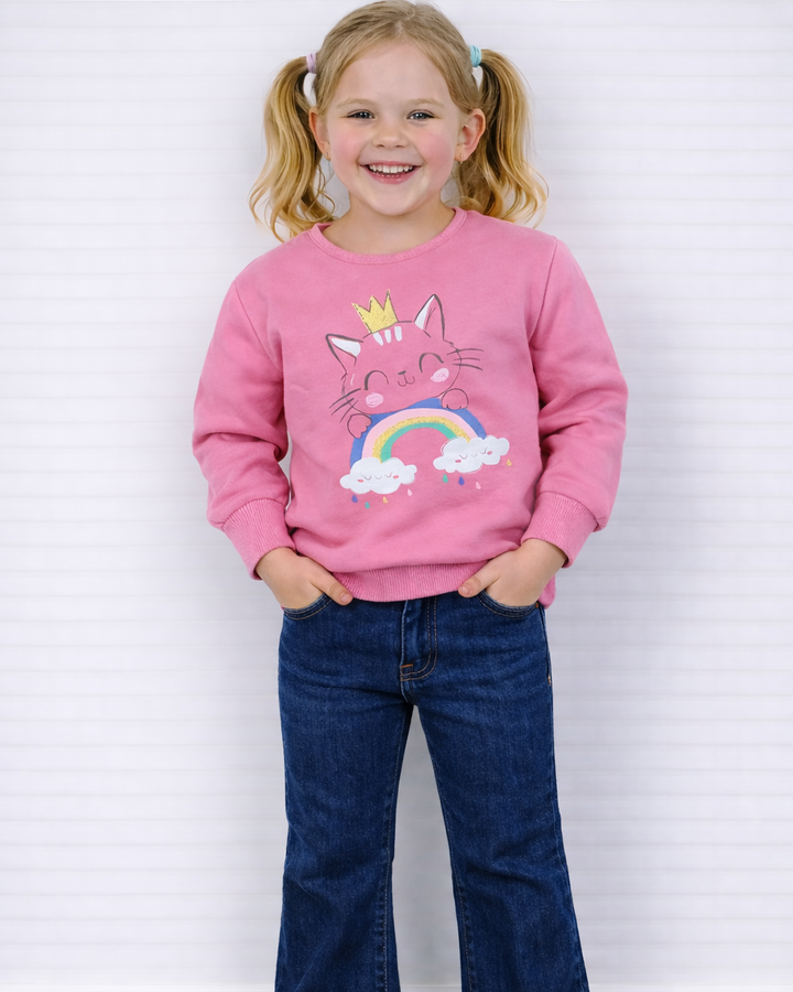 Roze trui met kattenkoningin