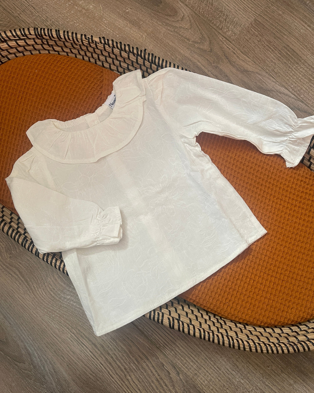 Witte meisjes poplin blouse met bloemen motief