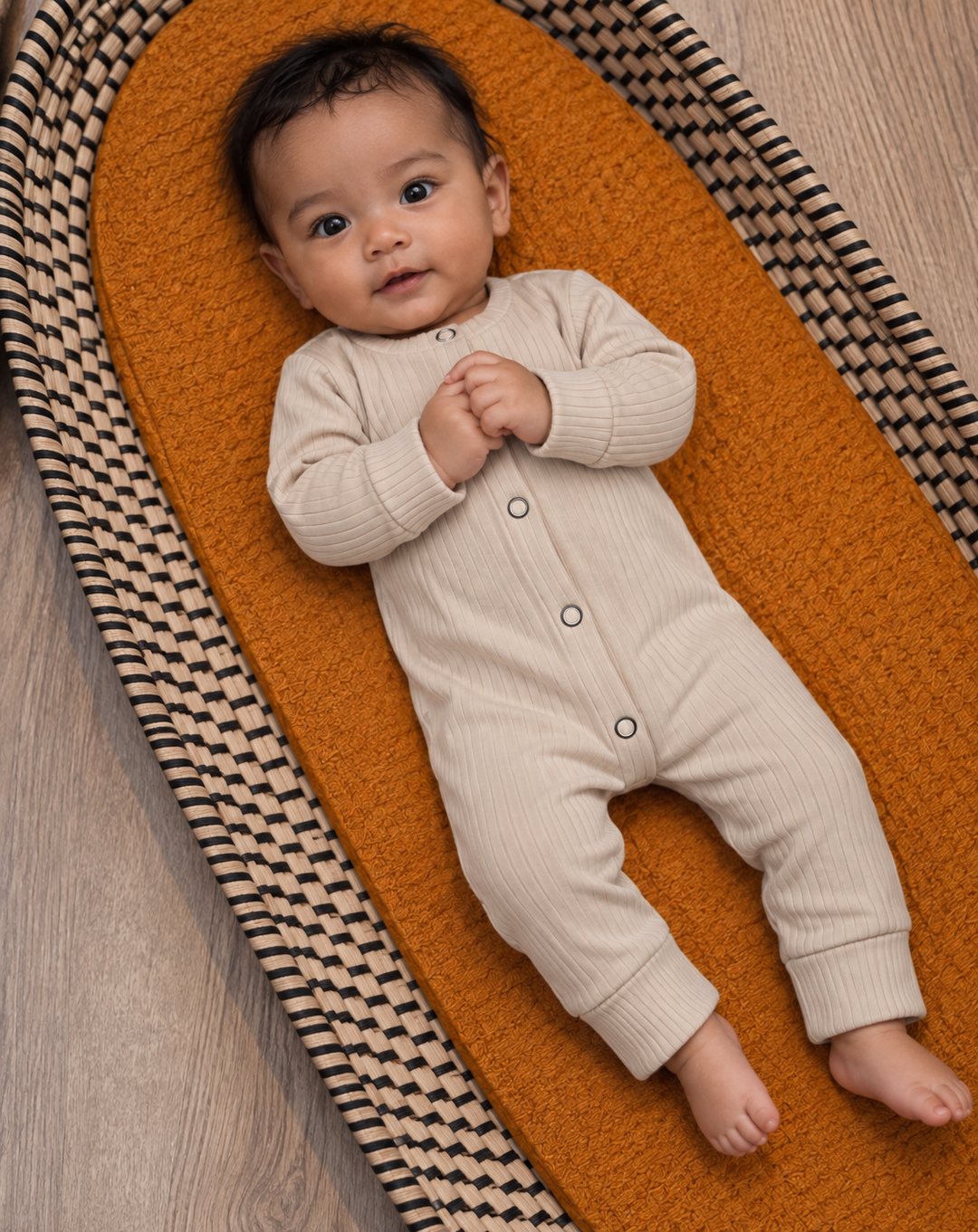 Boxpakje ribstof licht beige