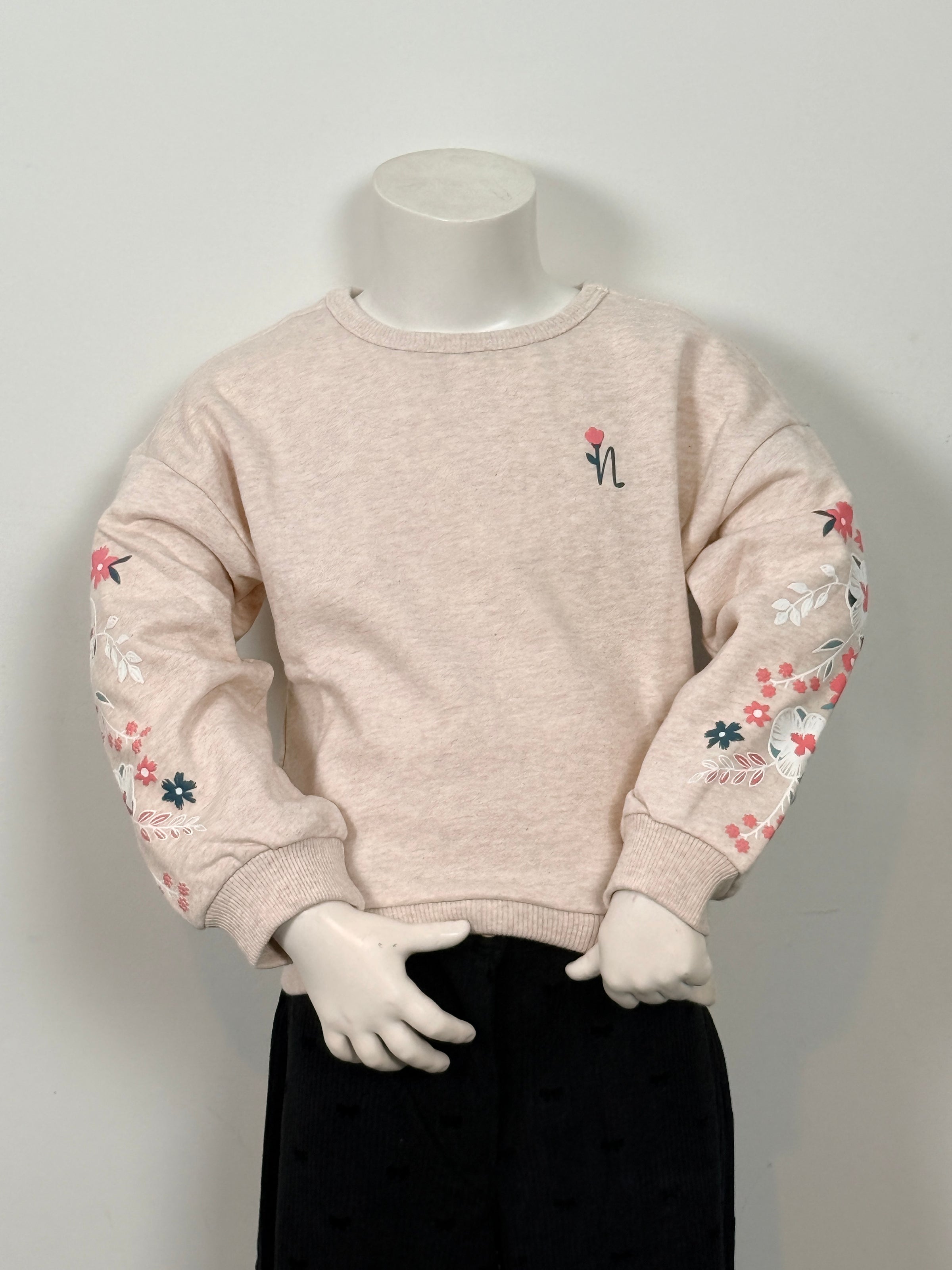 Beige trui met bloemen 