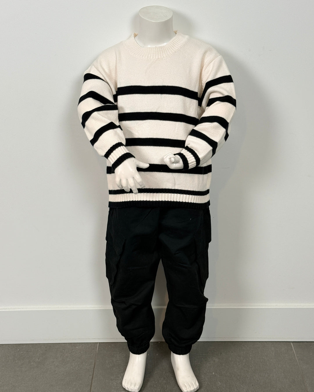 Beige / zwart navy setje