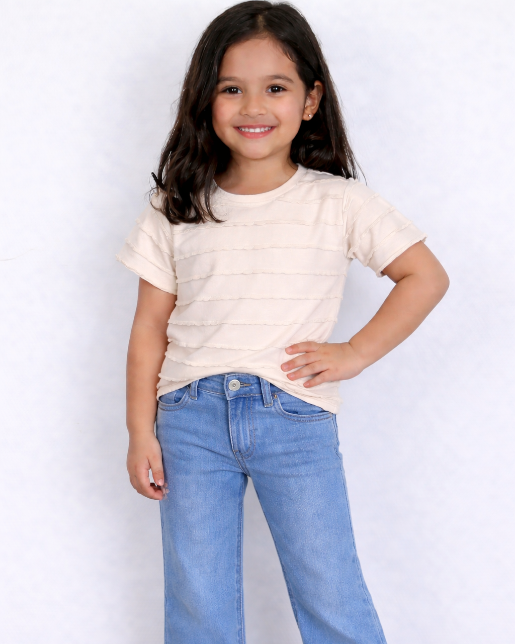 volledige outfit beige ruffle