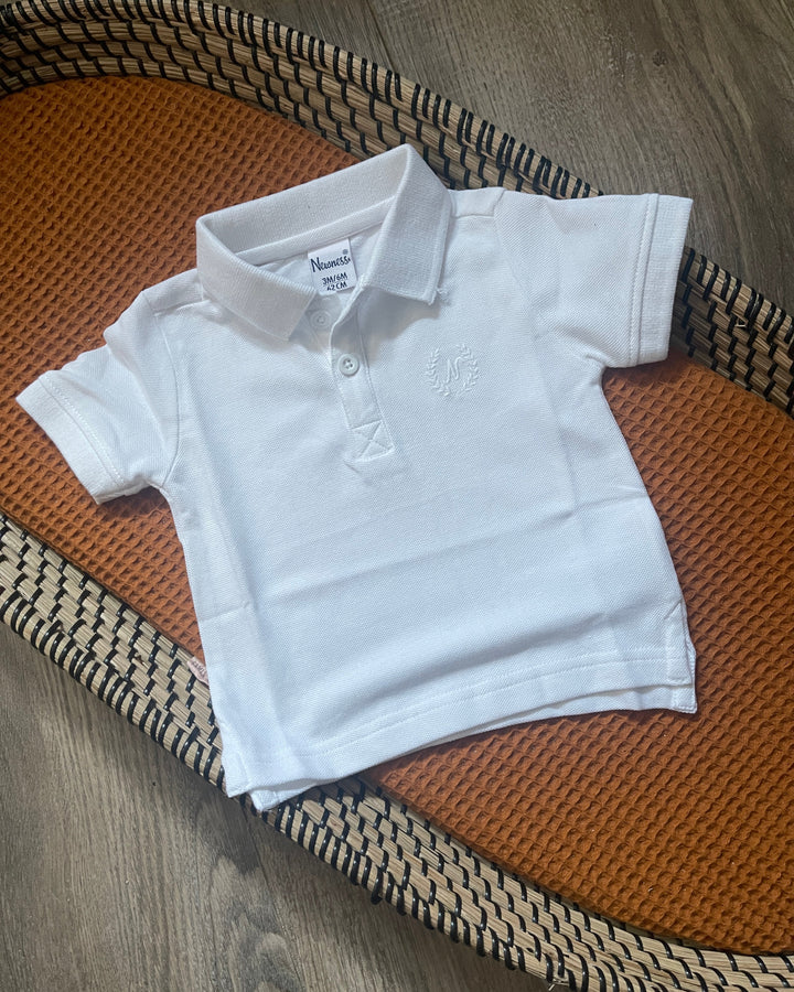 Jongens witte polo shirt met korte mouw