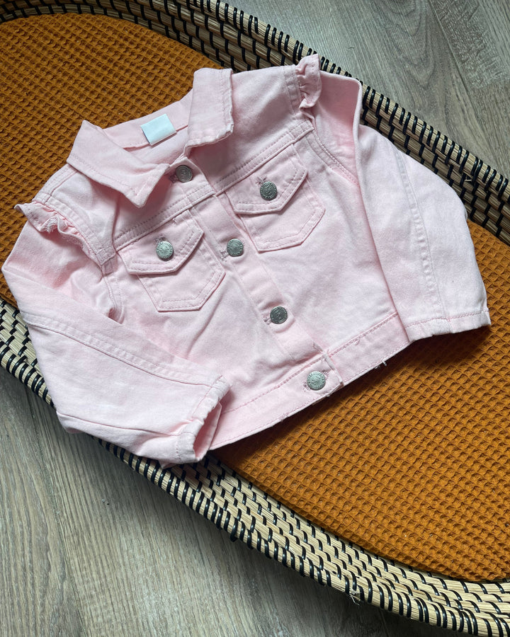 Denim roze spijkerjasje met ruffles