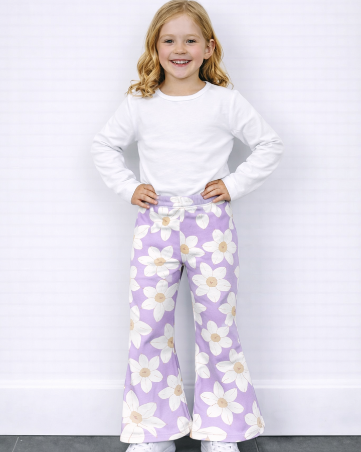 Lila madelief flared broek