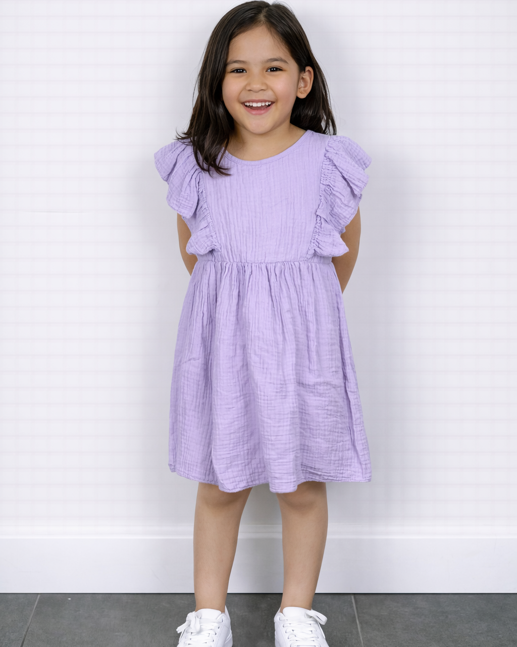 Lila jurk ruffles