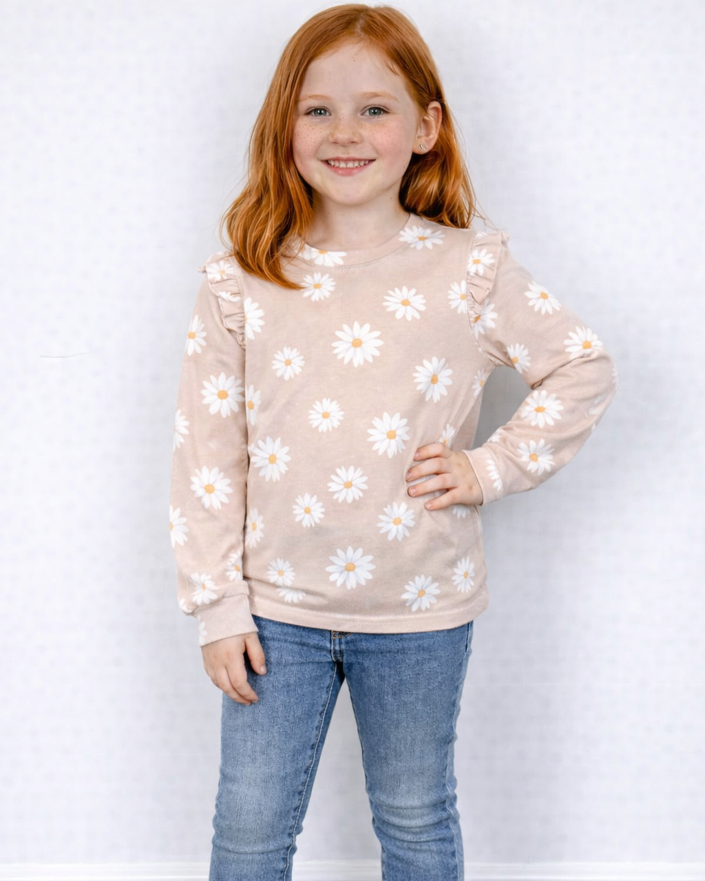 Beige madelief longsleeve